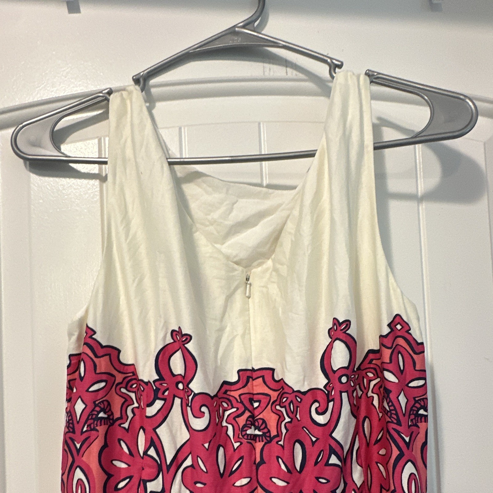 Lilly Pulitzer Dress Size 8 Geometric White/Pink/Navy Sleeveless Zip