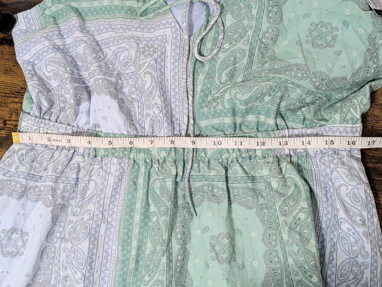 Universal Thread Tie-Front Maxi Dress Green Blue Paisley Sz M Vacation Resort