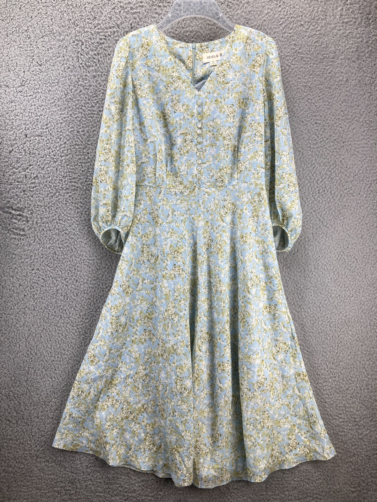 Icicle Silk Floral Dress 4 Light Blue A-Line Midi Fit & Flare Modest Prairie
