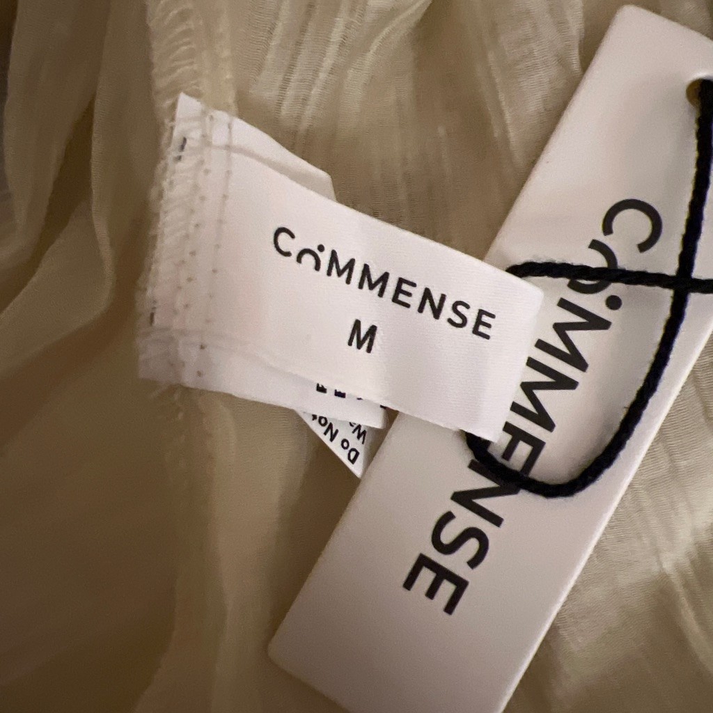 NWT Commense Light Yellow Semi-Sheer Strapless Ruched Maxi Dress M