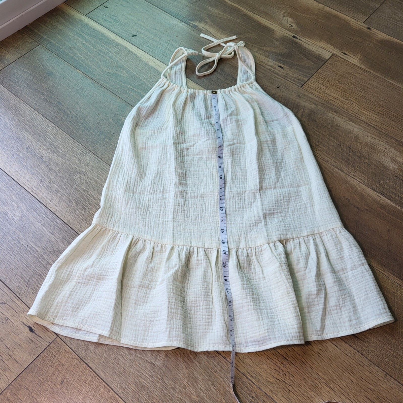 Xhilaration Womens Small Cream Gauze Halter Mini Dress Tiered Ruffle Sleeveless