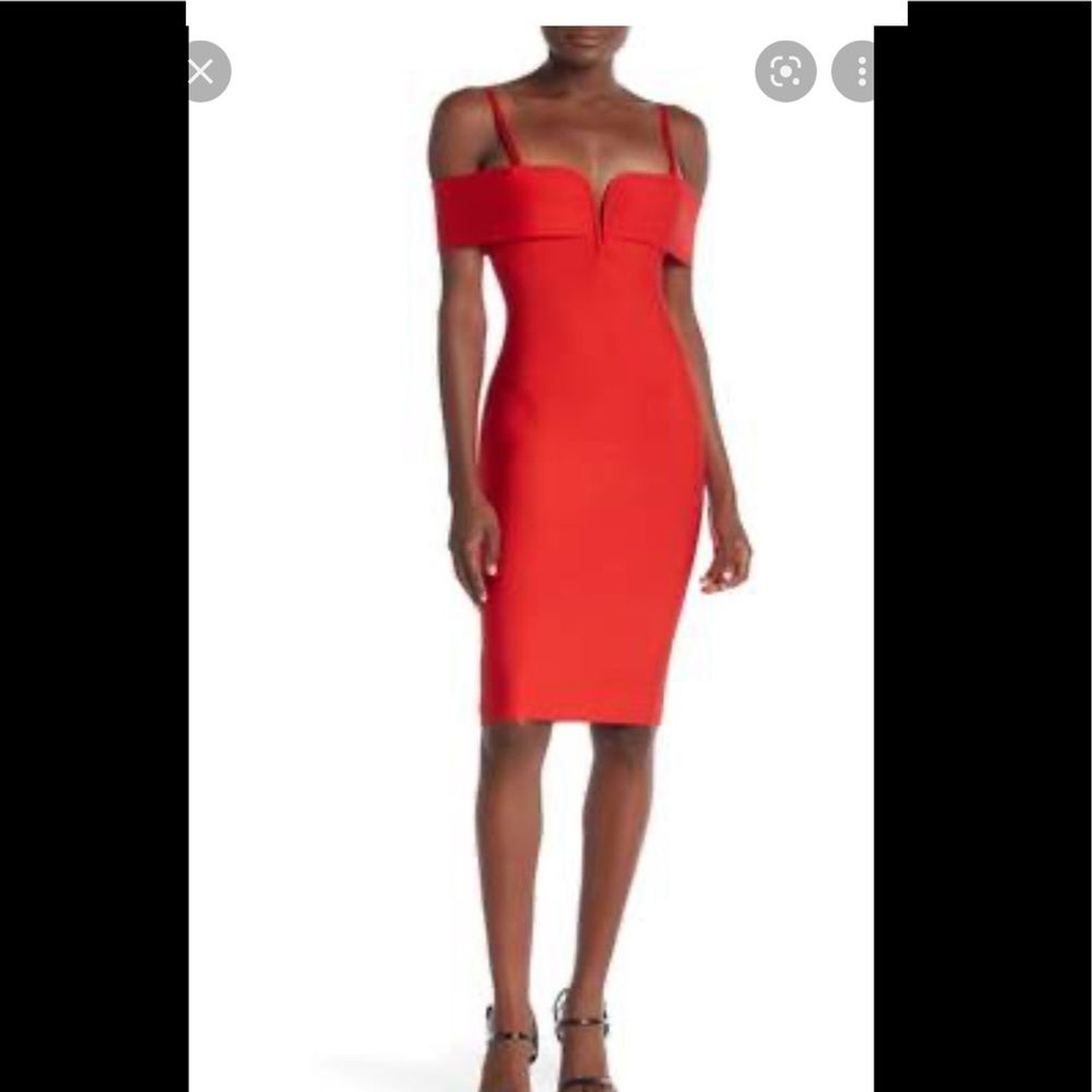 Dalia Macphee Off the Shoulder Bodycon Red Dress M