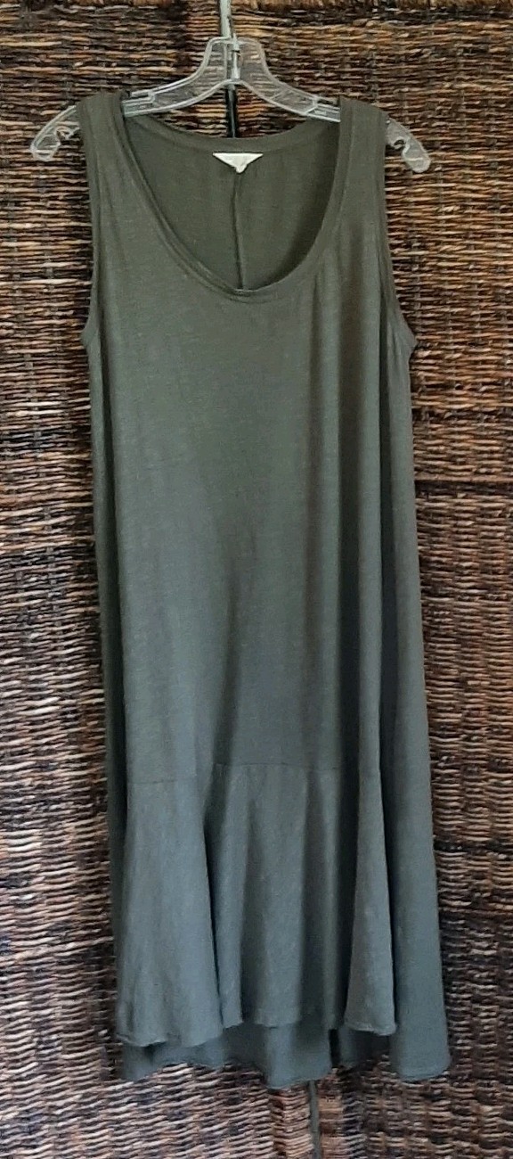 Caslon Sleeveless Midi Tank Dress Medium Green Tiered Modal Minimalist Capsule