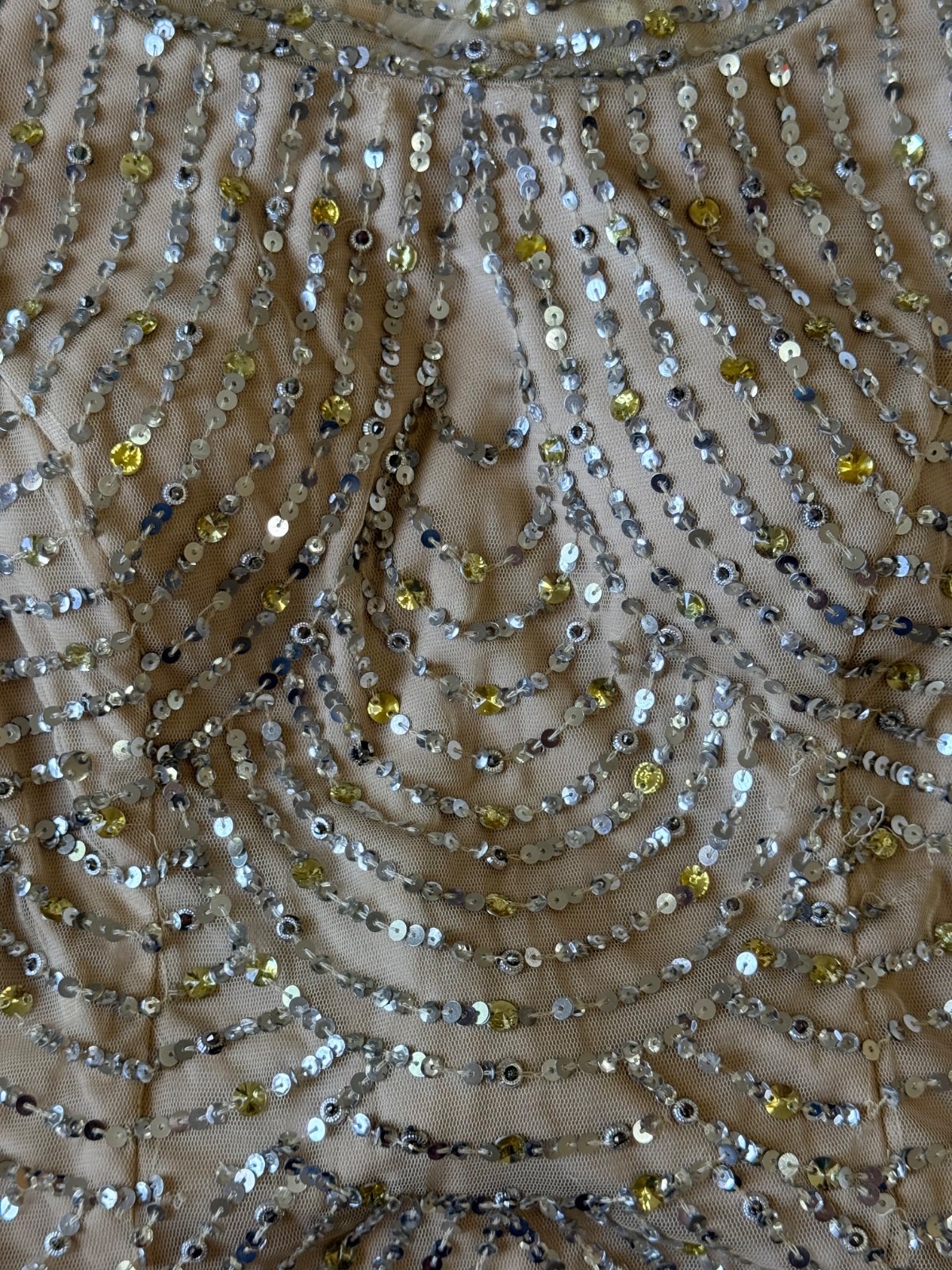 Aidan Mattox Sequin Beaded Embellished Cocktail Dress 2 Champagne Sleeveless