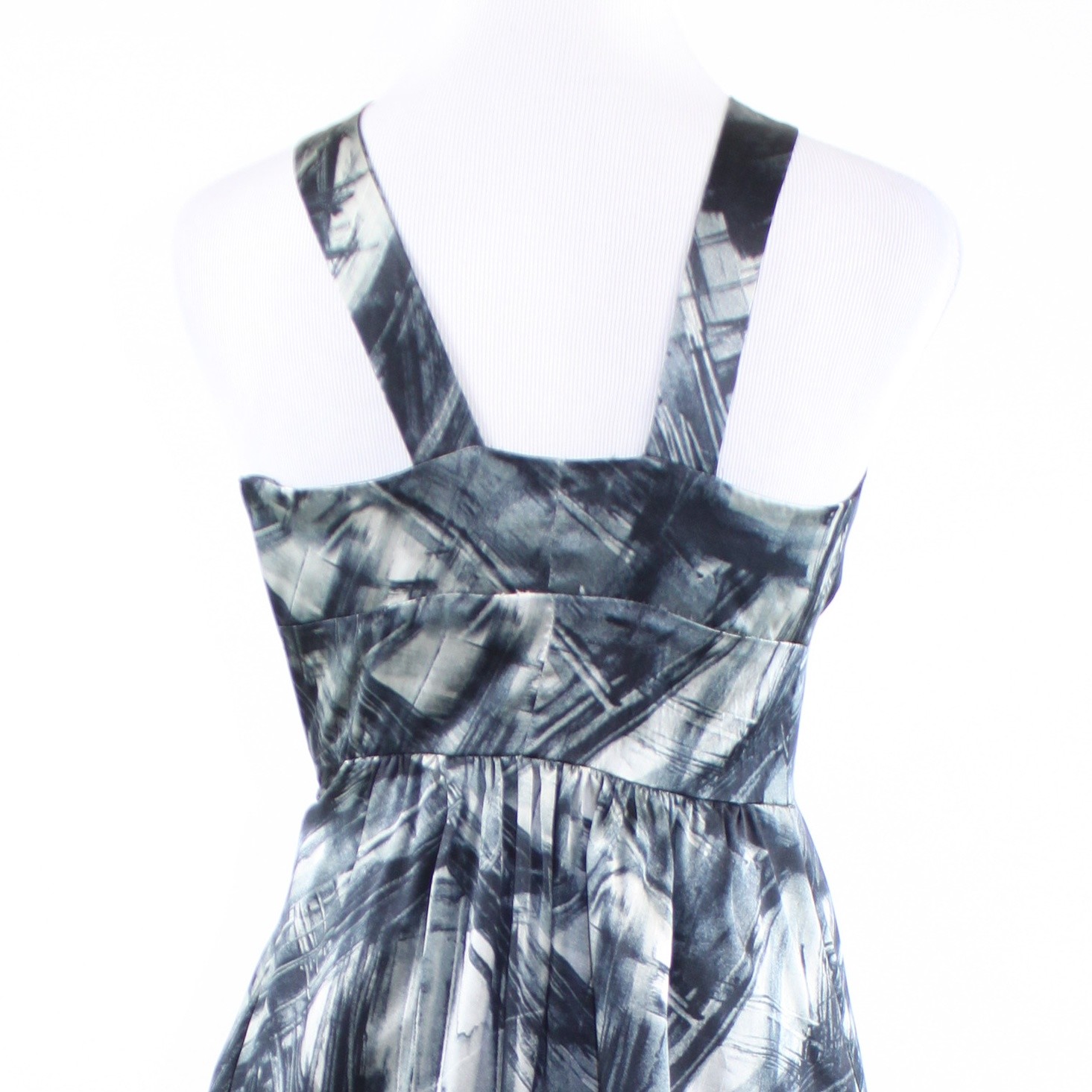 Black white abstract print 100% silk MARTIN + OSA sleeveless A-line dress 0