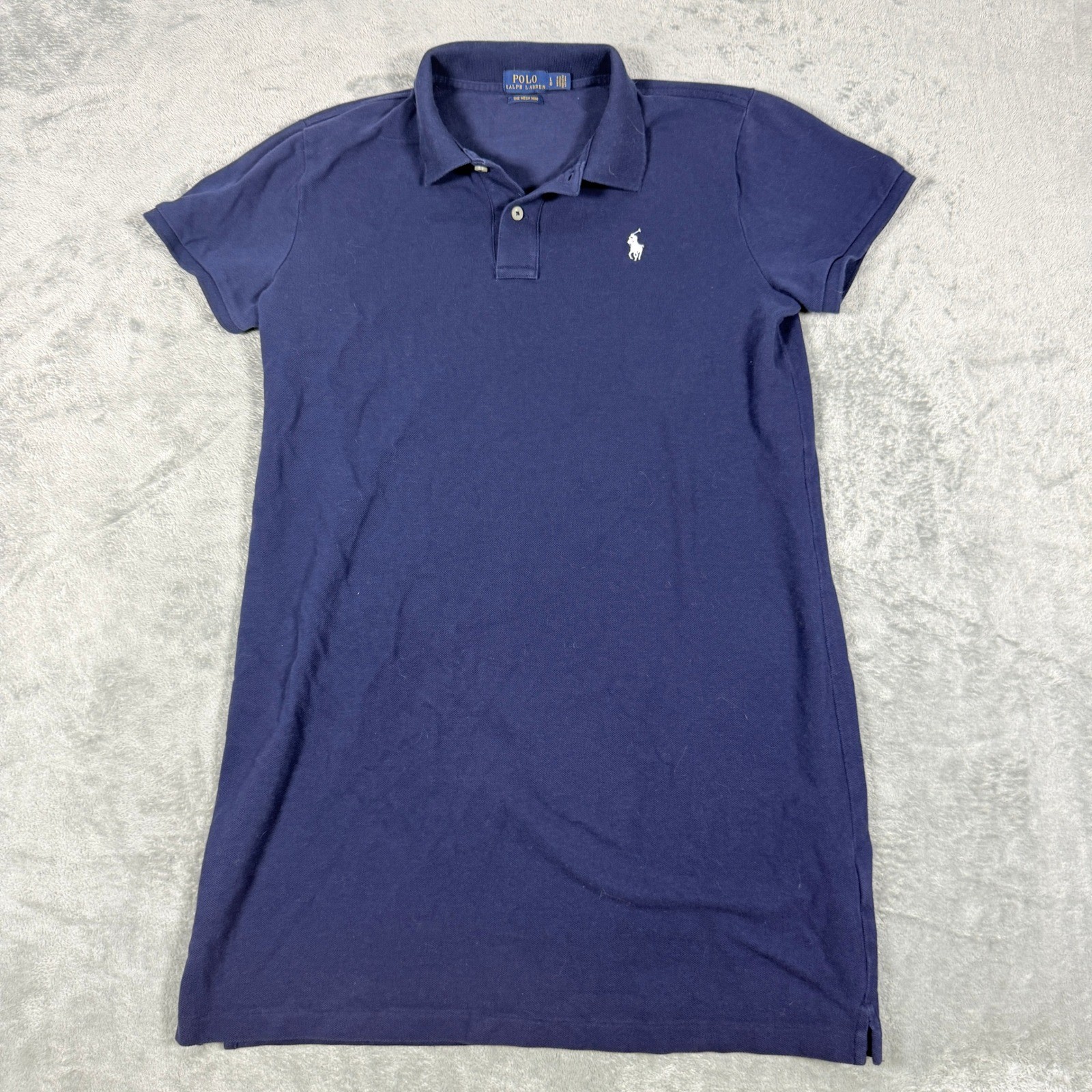 Polo Ralph Lauren Womens L Navy Blue The Mesh Mini Polo Dress Short Sleeve Logo