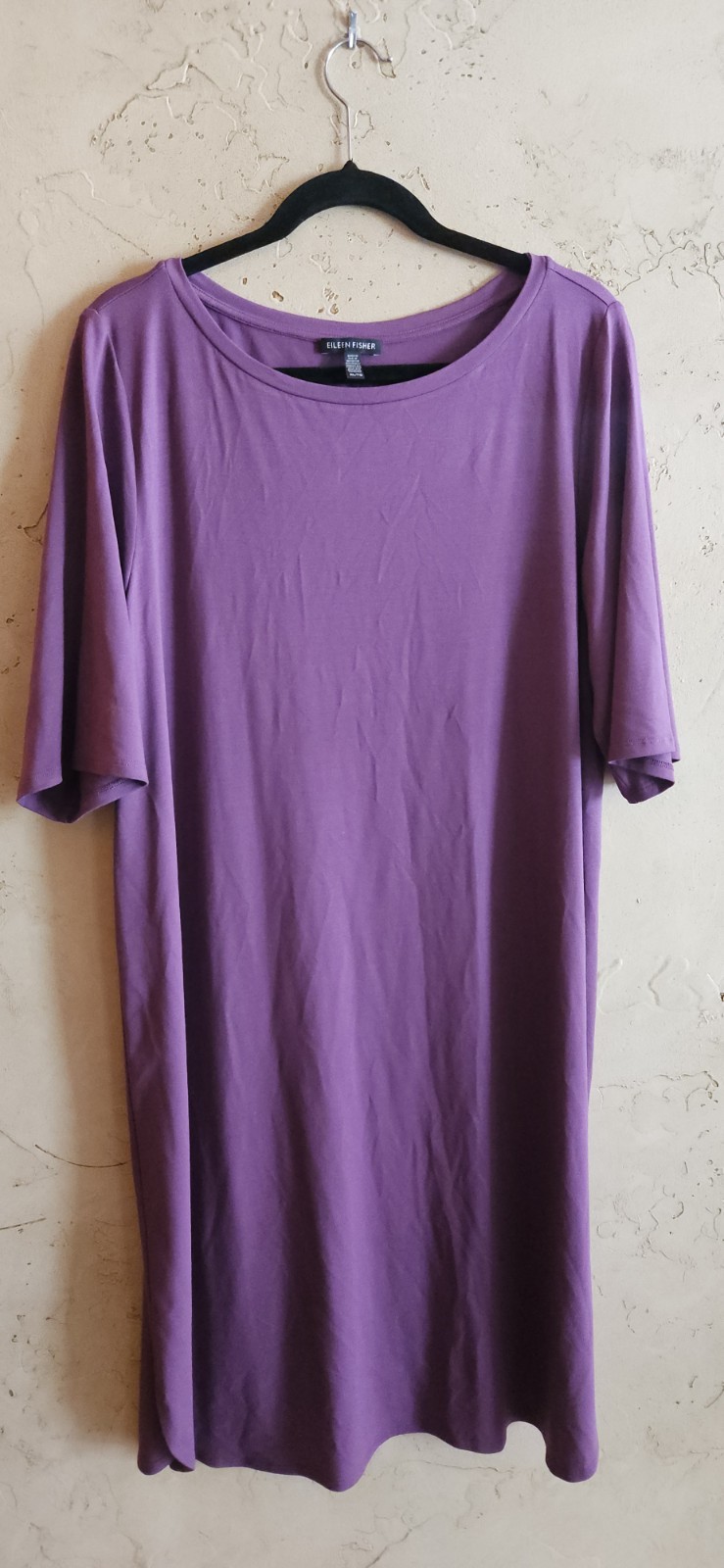 Eileen Fisher CURAN Viscose Jersey Bateau Neck X/L Dress MSRP$178