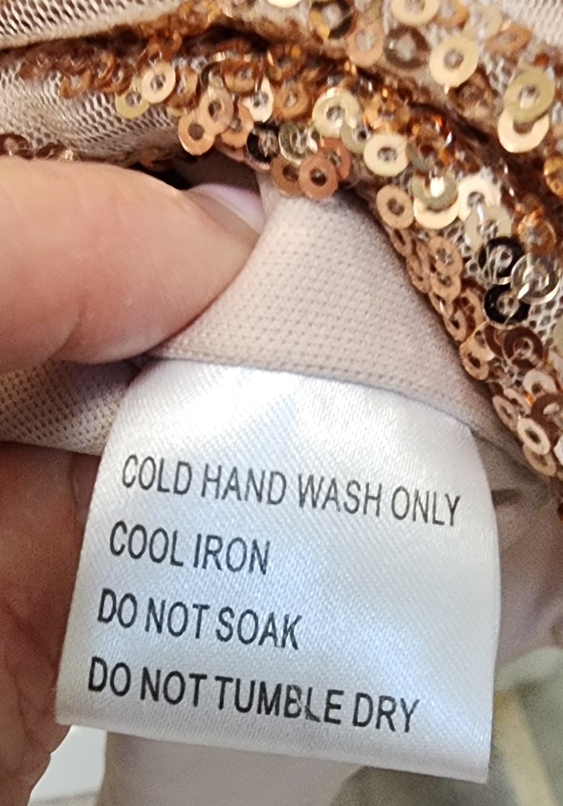 Rose Gold Sequence Mini Bodycon Dress Long Sleeve Open Back Size 8