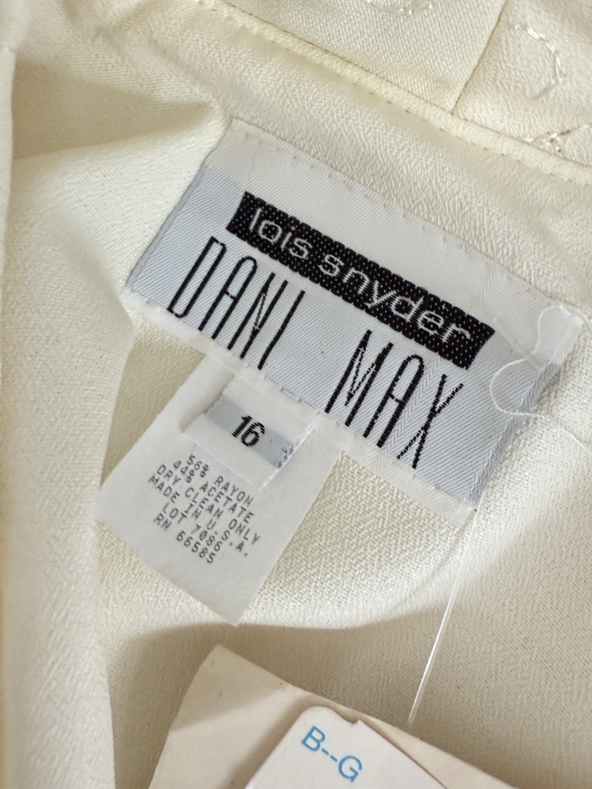 New Vintage 80s Dani Max Lois Snyder Dress Sz 16 XL L $98 Pearl Cream Career