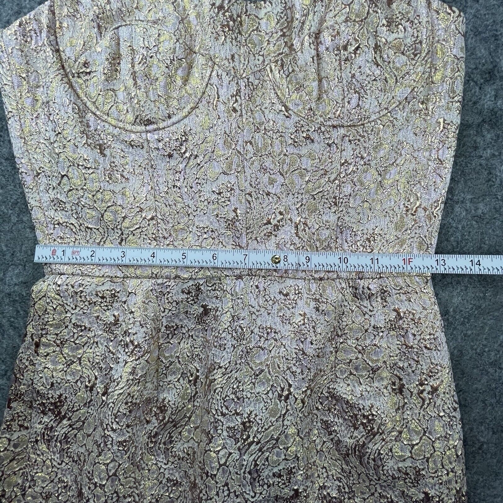Jill Stuart Collection Dress 0 Pink Gold Shimmer Metallic Party Jacquard Silk