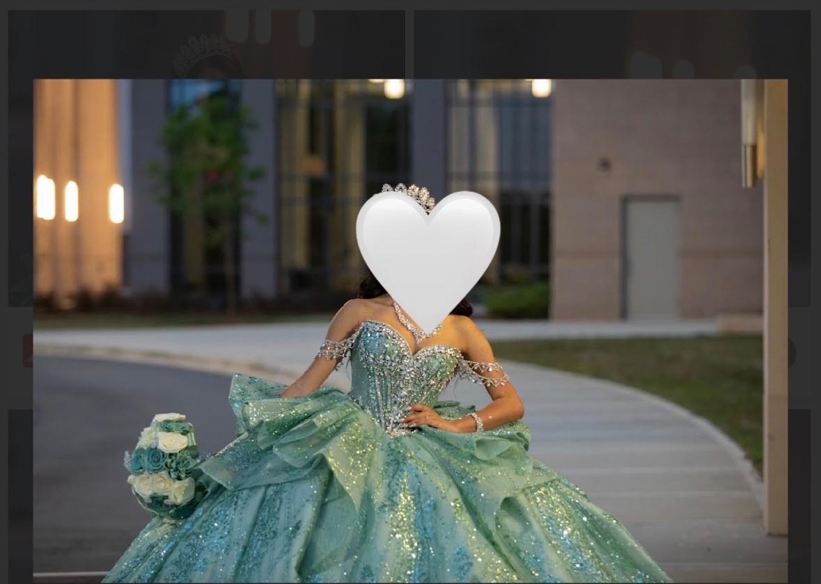 Sage quinceanera dress