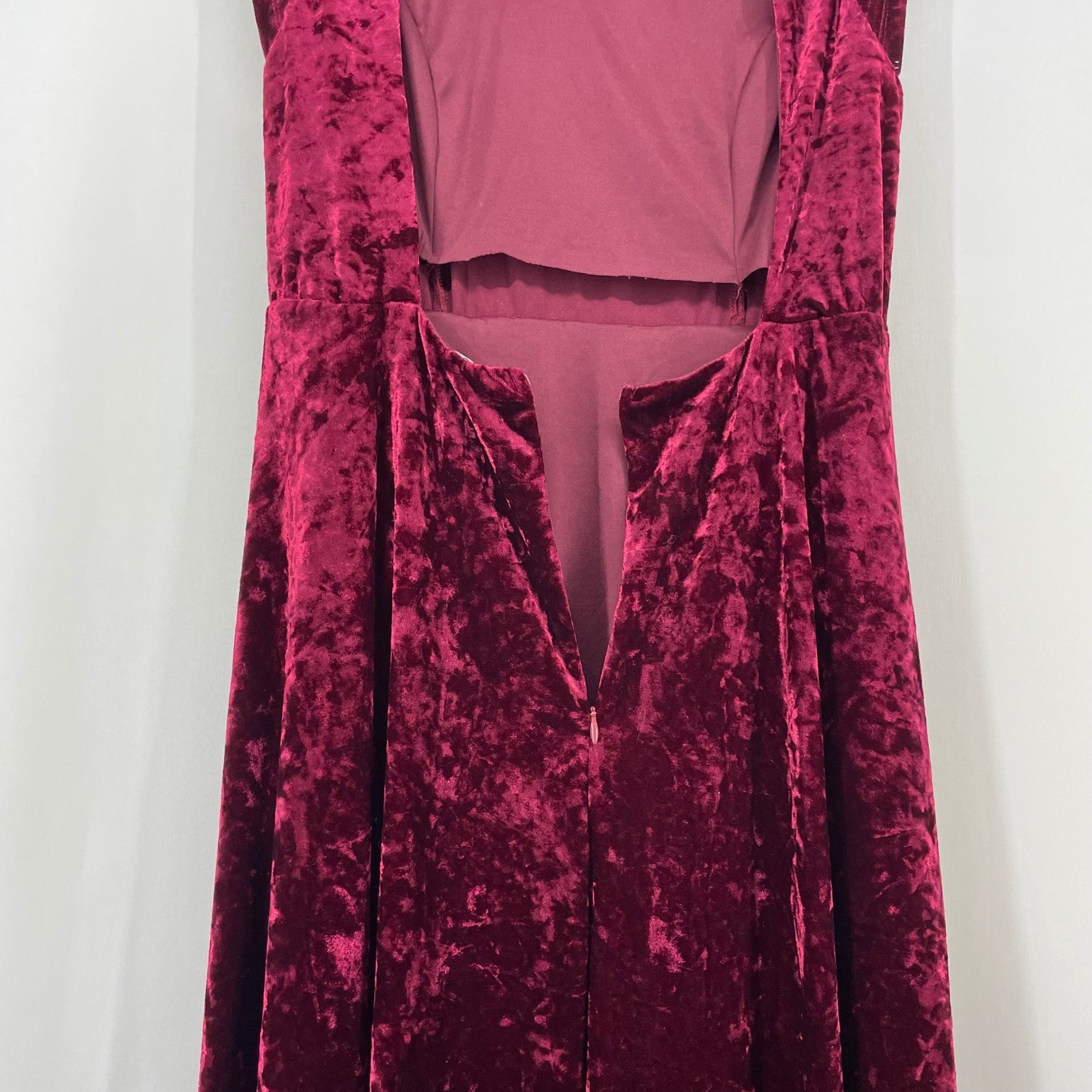 Lulus Size Large In The Louvre Open Back Maxi Dress Burgundy Crushed Velvet Slit