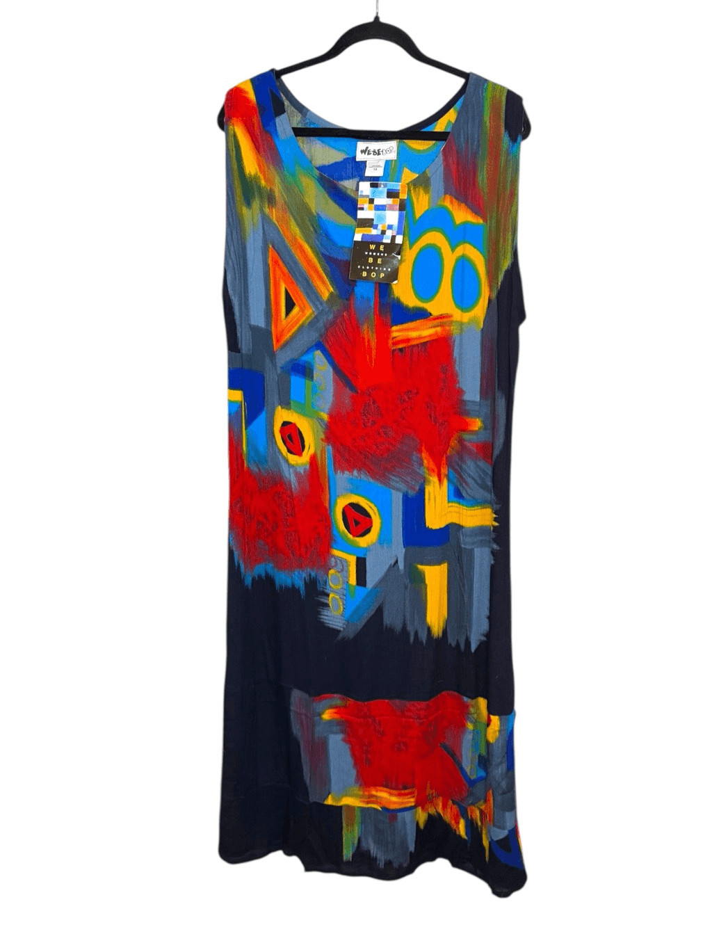 Vintage We Be Bop Women’s 1X Midi Tank Dress Abstract Artsy Multicolor 90s NEW