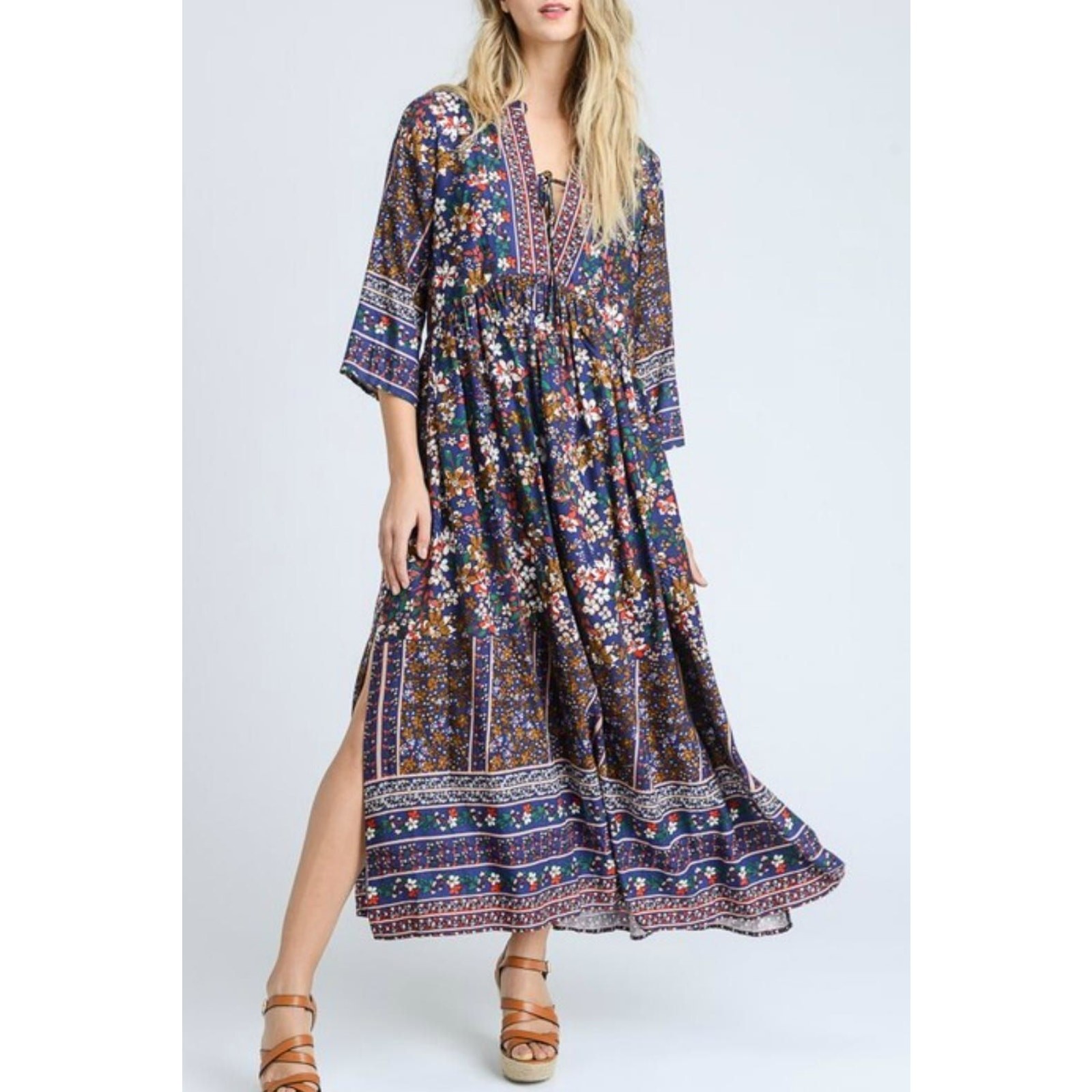 JODIFL Womens Floral Maxi Dress Size M Body Cottagecore Wedding Guest Peasant