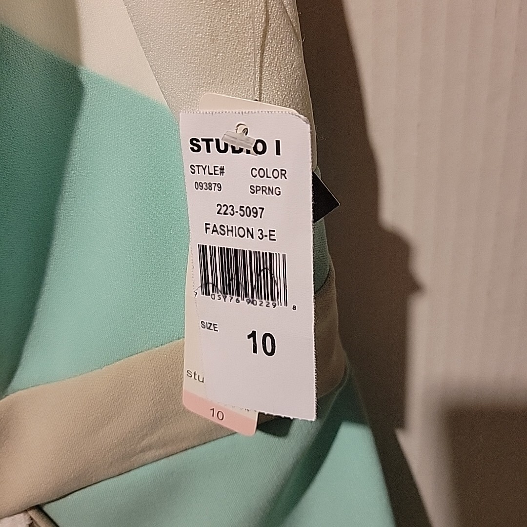 Size 10 Dress Teal, Gray White Sleeveless A Line Lace Accent Studio One New York