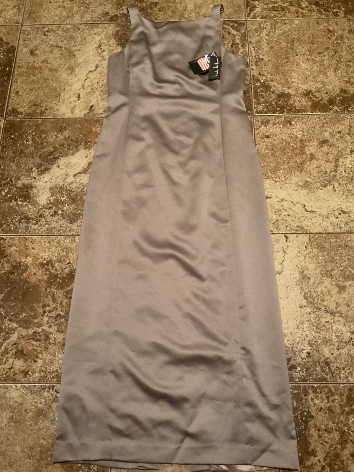 NICOLE MILLER CHAMPAGNE COLOR LONG SHEATH DRESS ( SIZE 14 ) NWT