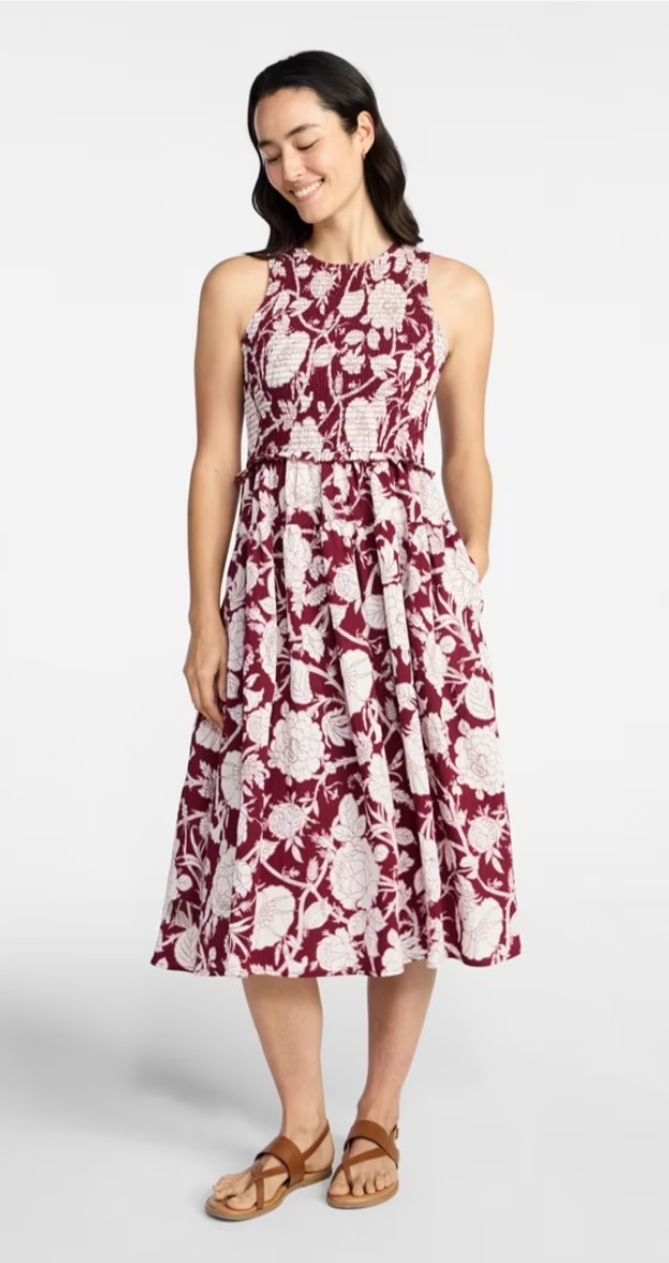 Time & Tru Women’s Tiered Skirt Ruffle Smocked Midi Dress w/Pocket Size XXL (20)