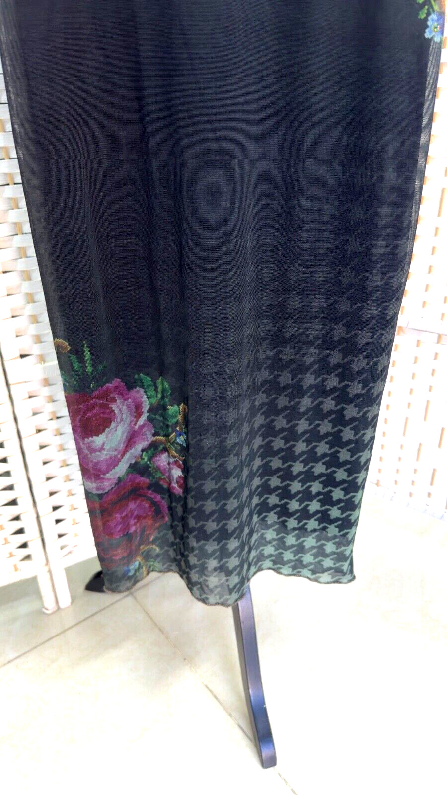 Michal Negrin Length Black Dress With Colorful Flowers Dress Size – XS –