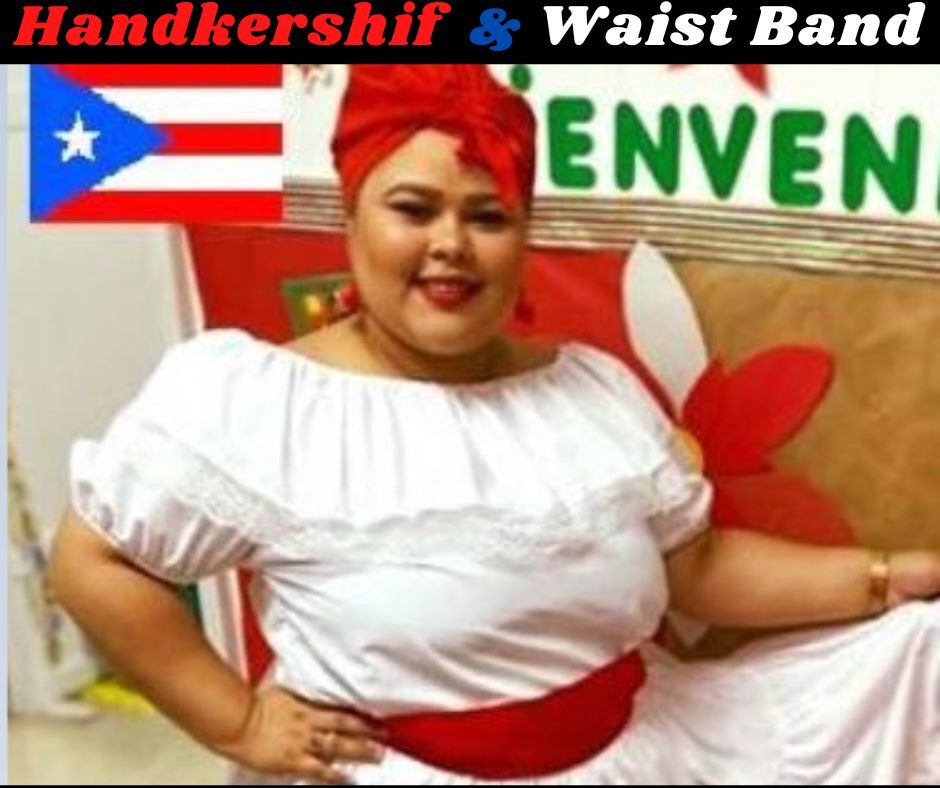 Puerto Rican Flag Skirt Set & Star Belt 3PC Traje Típico Jíbara Boricua Outfit