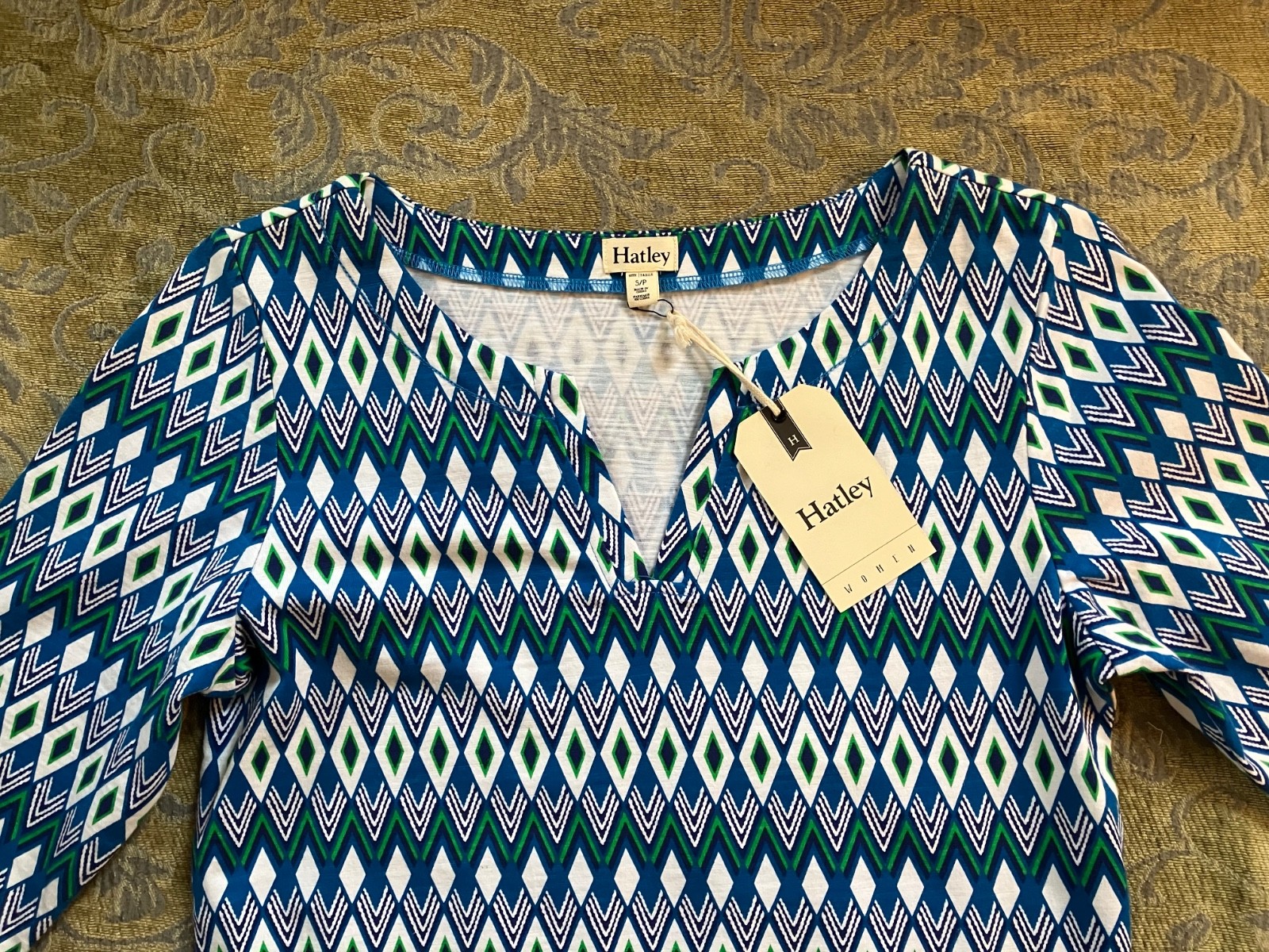 NWT Womens Hatley Peplum Dress Blue Diamond Size Small