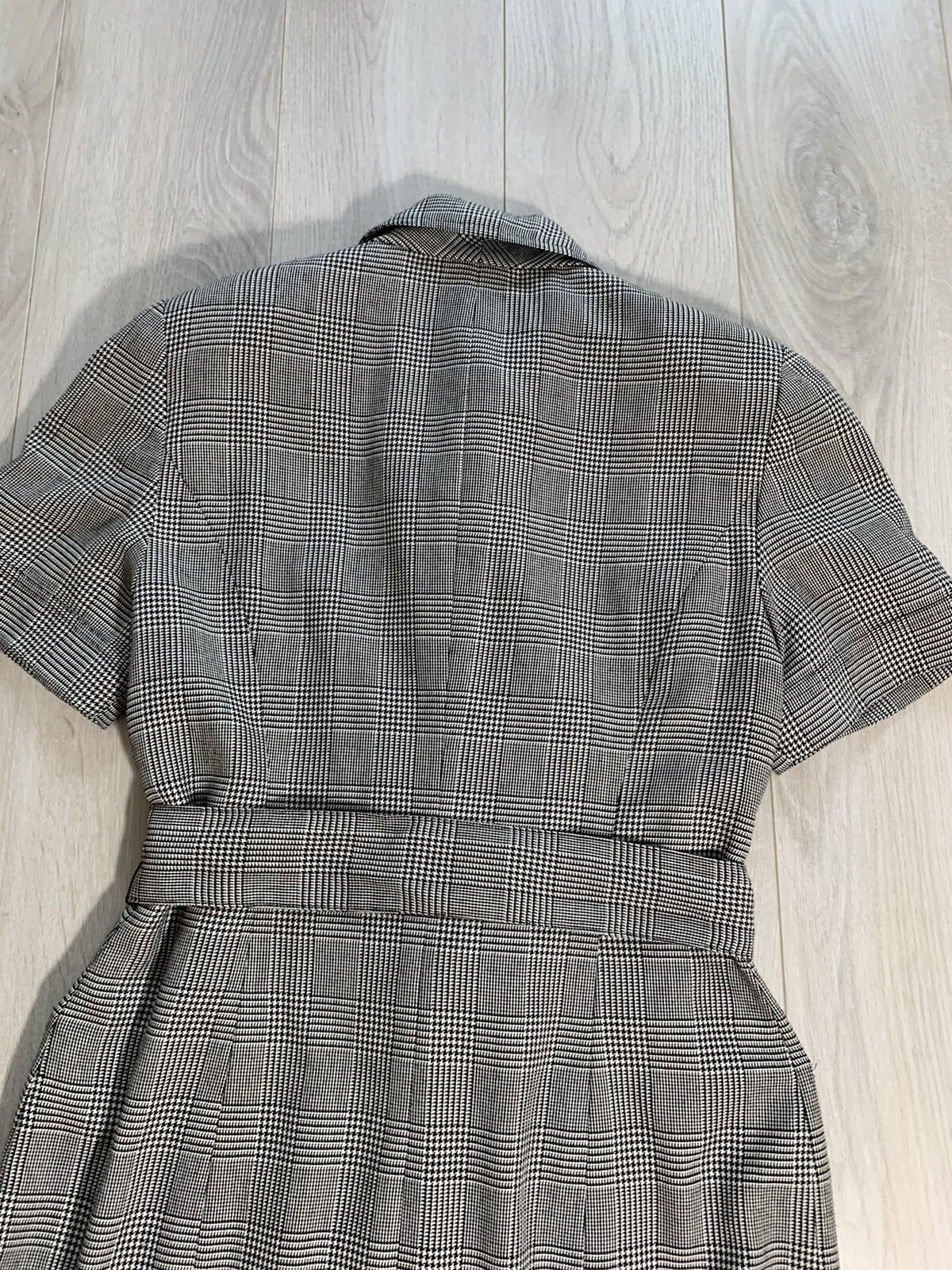 Spenser Jeremy Gray Houndstooth Vintage Waist Tie Belt Trench Wrap Dress Sz 6