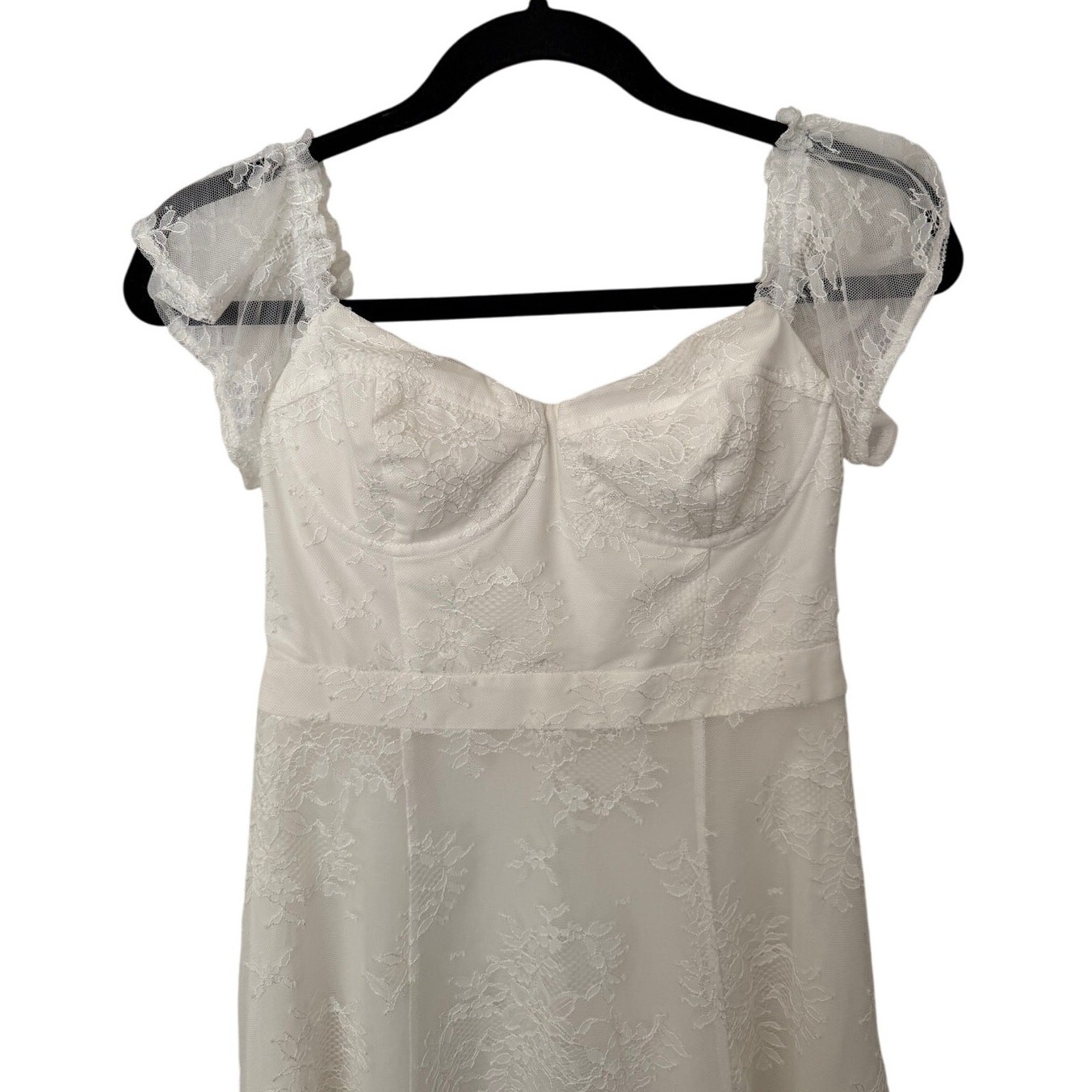 ASTR White Lace Mini Off The Shoulder Dress Small Mesh Cottagecore Boho Summer