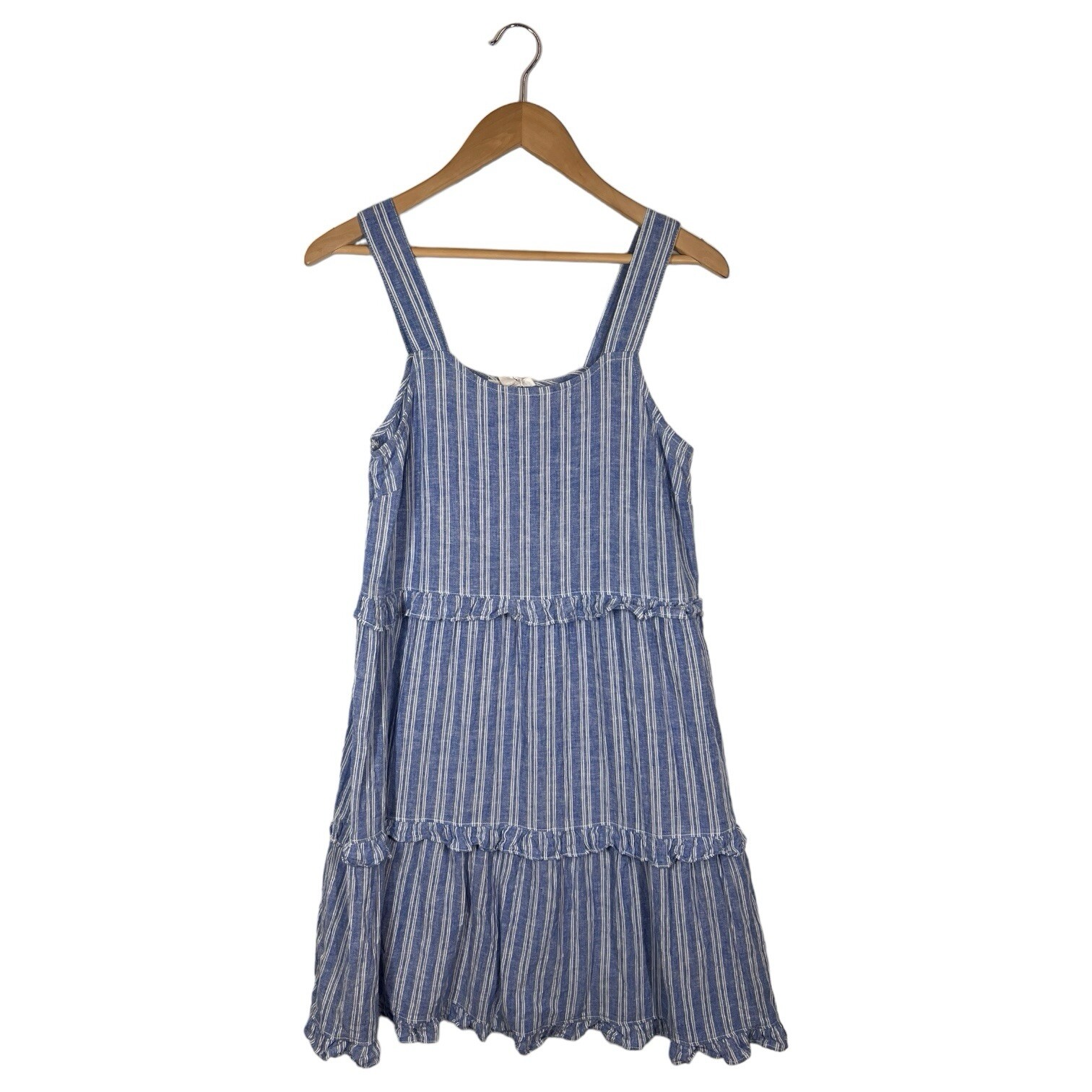 New Beach Lunch Lounge Dress Womens S Lilian Striped Sleeveless Scoop Linen Blue