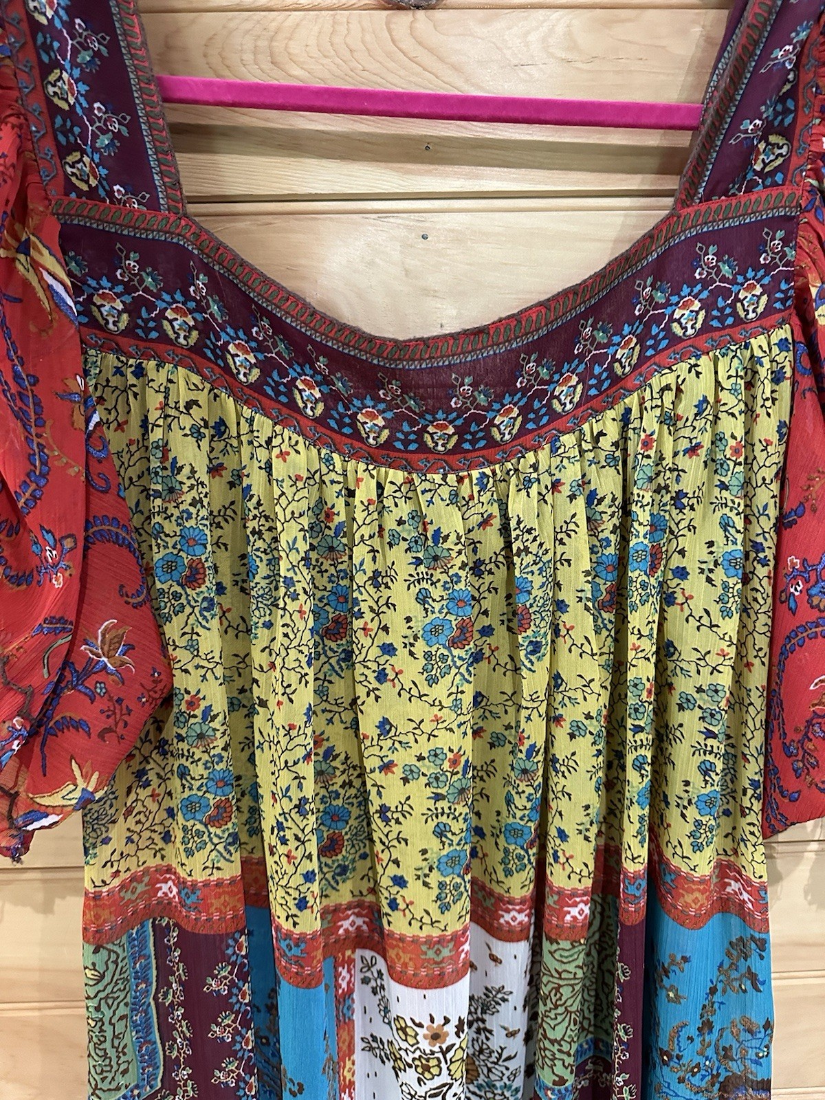 Womens Floral Patchwork Boho top