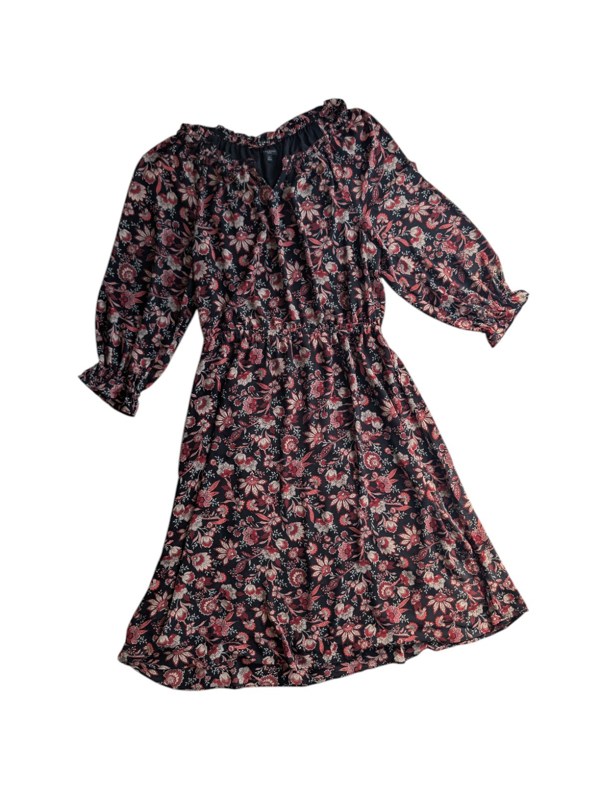 Talbots Bracelet Sleeve Autumn Garden Midi Dress Petites P