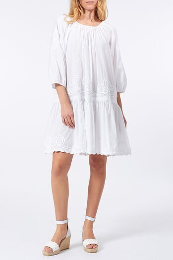0039 Italy mable dress white embroidered sz Small cotton beach lawn party boho