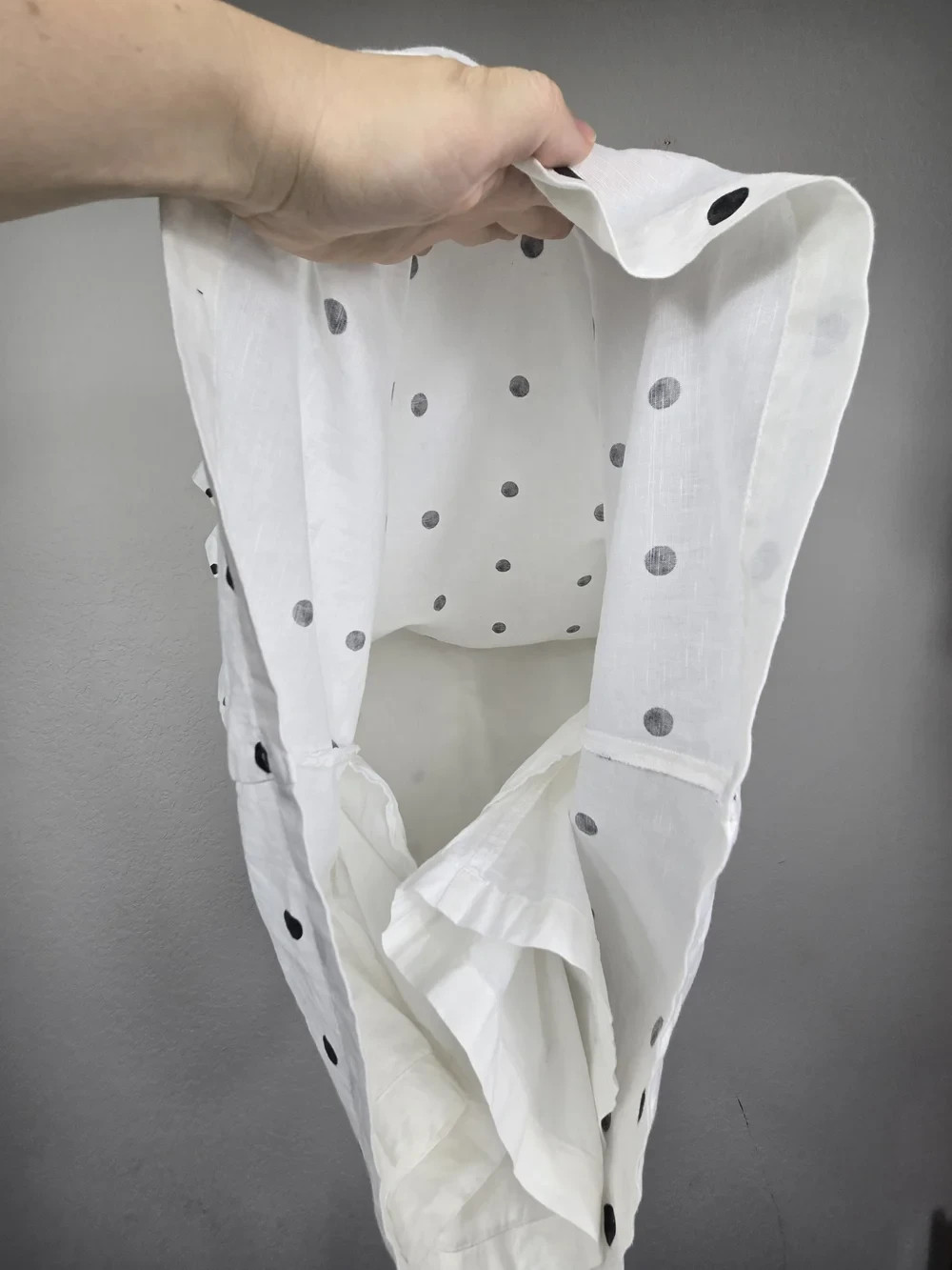 Brooke Wright Nancy Linen Cotton Polka Dot Shift Dress Lined Women’s Medium