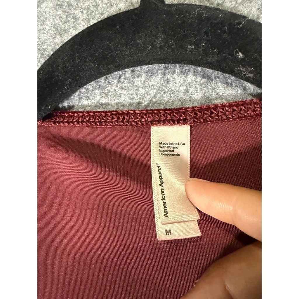 American Apparel Dress Medium Burgundy Velvet Deep V Neck Long Sleeve Skater Min
