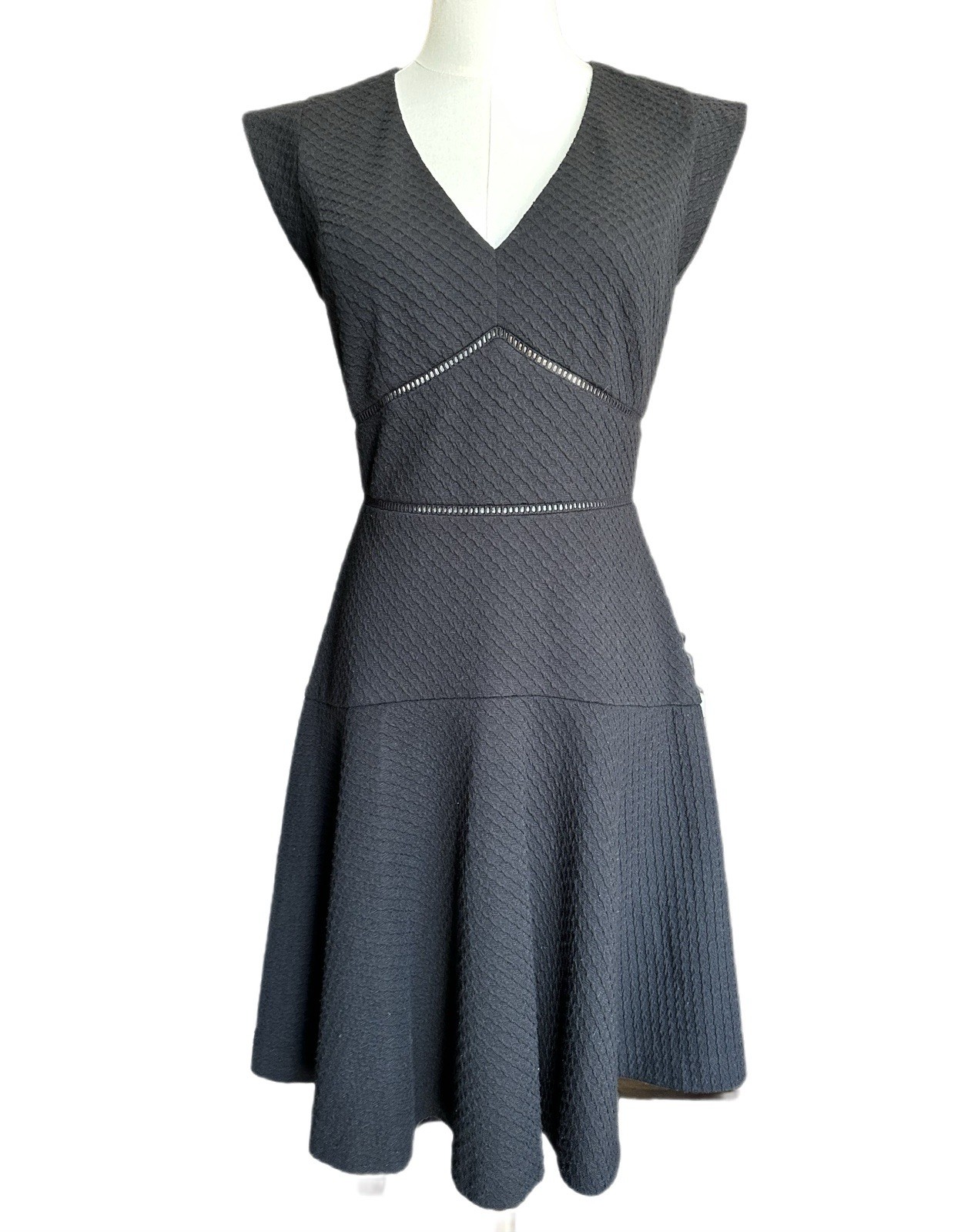 Rebecca Taylor Textured Fit & Flare Mini Dress Black Size 2 NWT