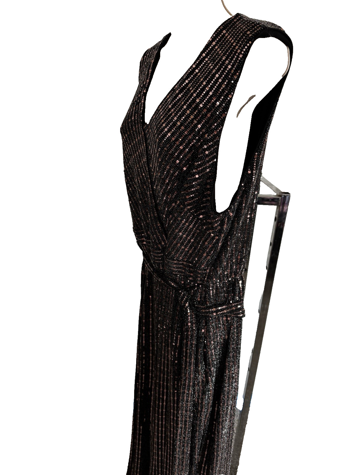 Lane Bryant 1-piece jumper pant suit cocktail dress sequin copper tie belt 18/20