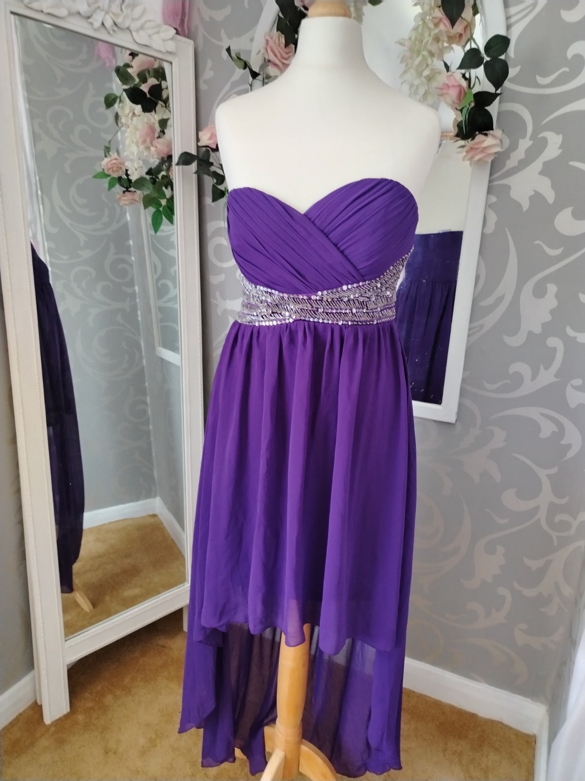 💖10 Beautiful purple embroidered Quiz , bridesmaid dress, evening dress, prom