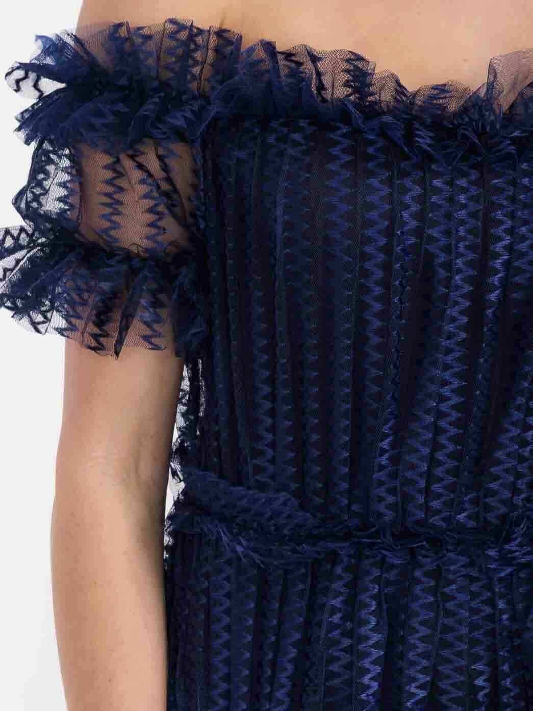 Blue See through Mesh Ruffle Off Shoulder Pleated Midi Dress Top Beach Cover Up