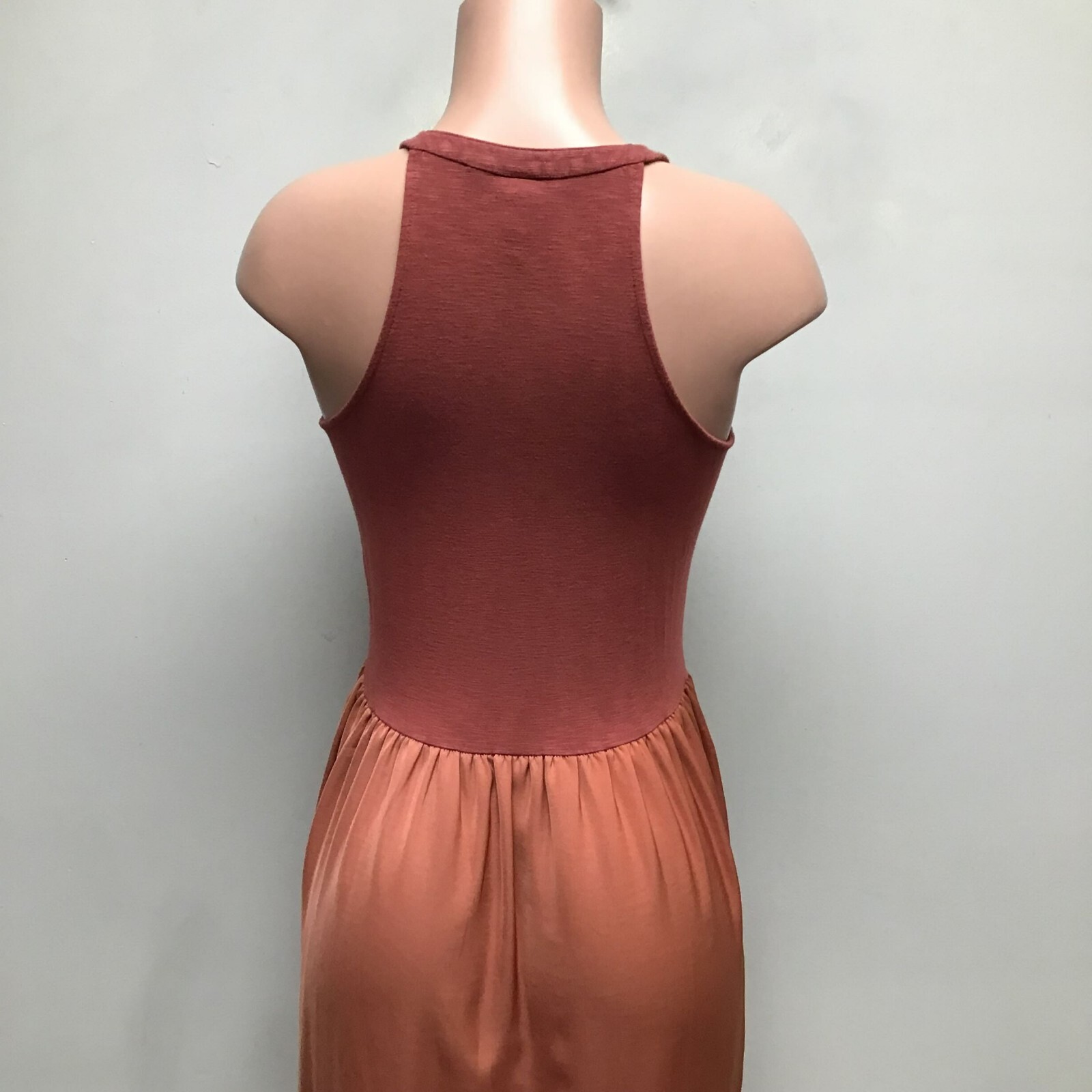 Dolan Rust Orange Sleeveless V-Neck Knit Contrast Pullover A-Line Dress XS