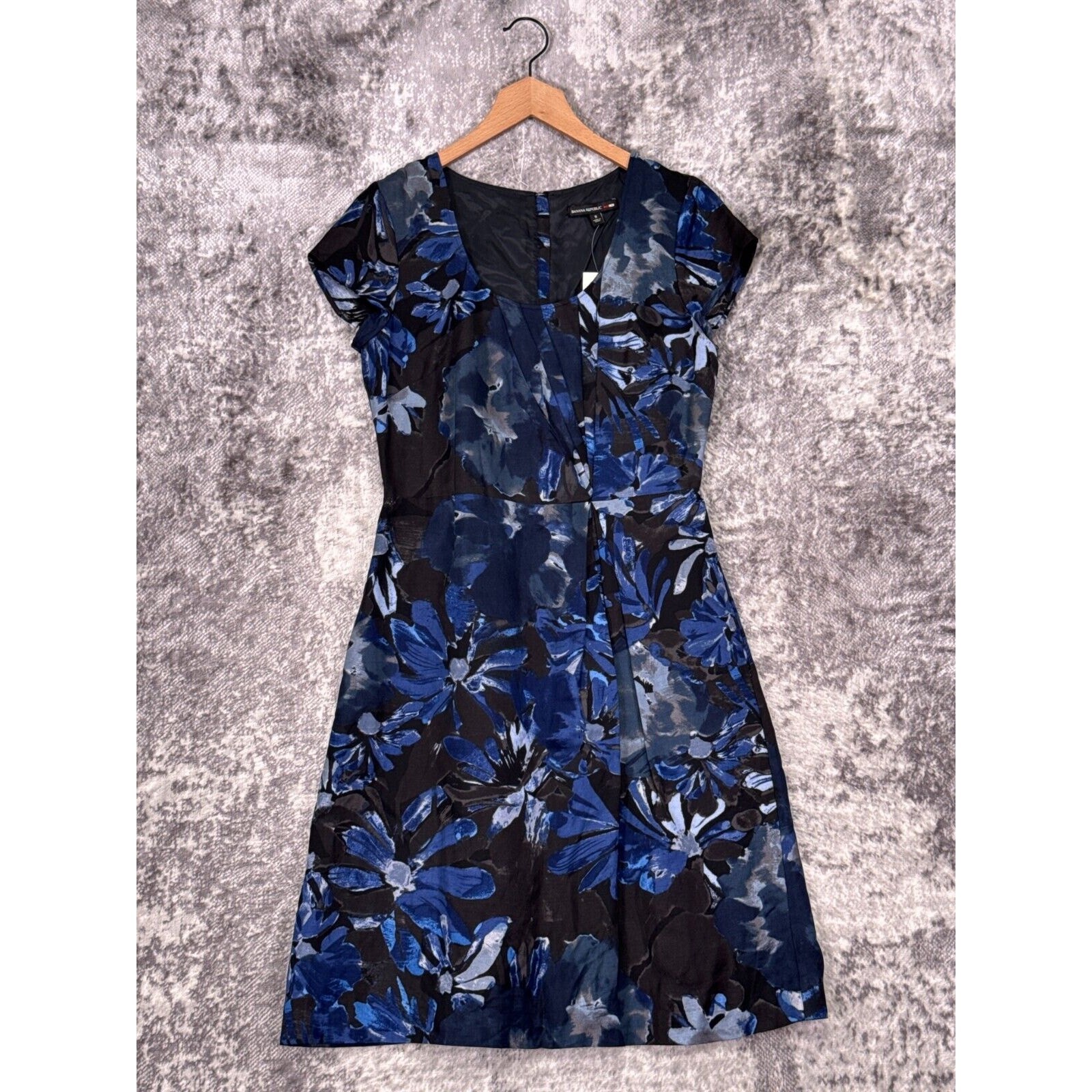 New Banana Republic x Mad Men Dress 8 Womens Blue Floral Jacquard Sheath