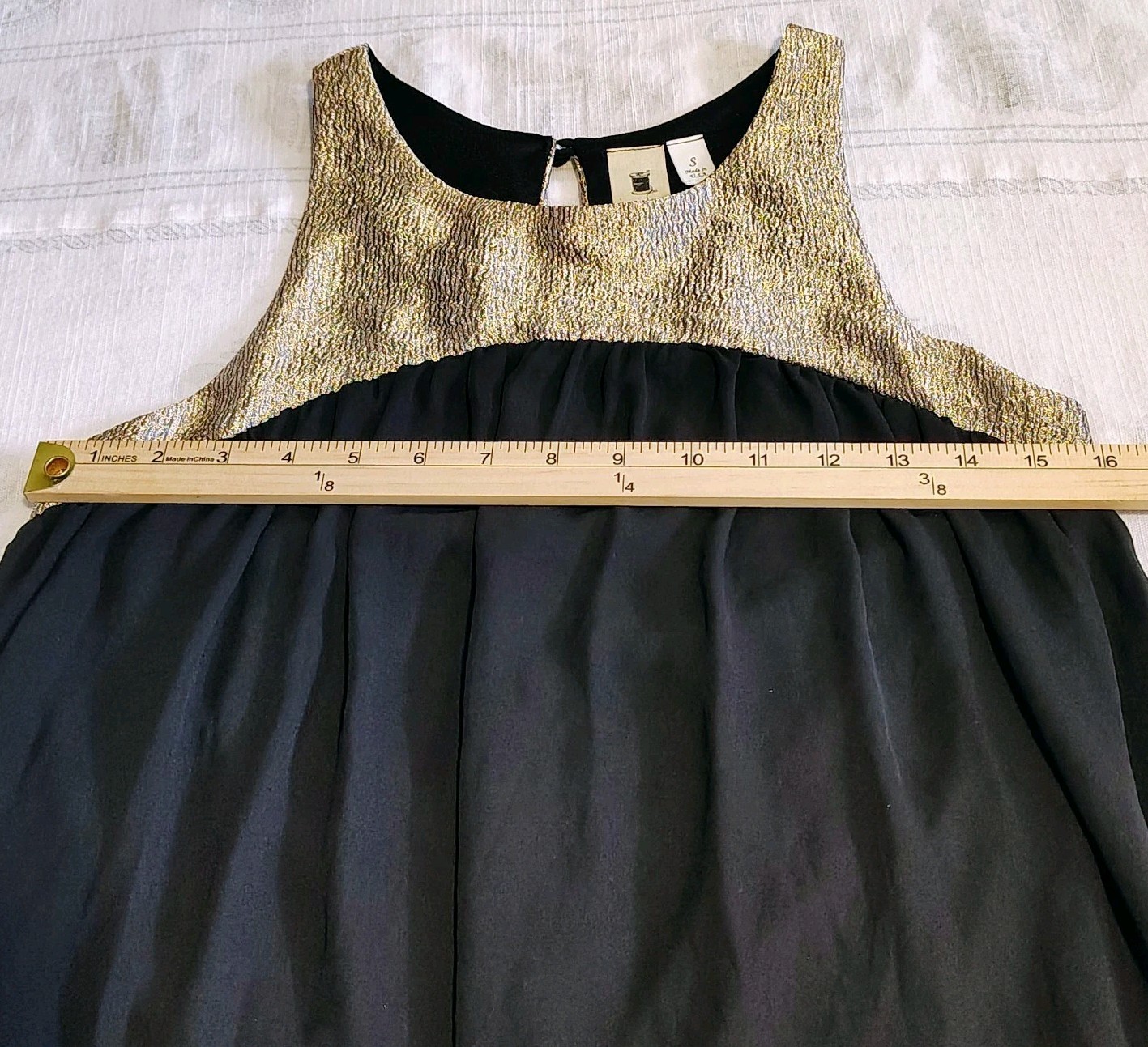 Needle & Thread Size Small Holiday Party Dress Black Gold Sheer Keyhole Hi Low