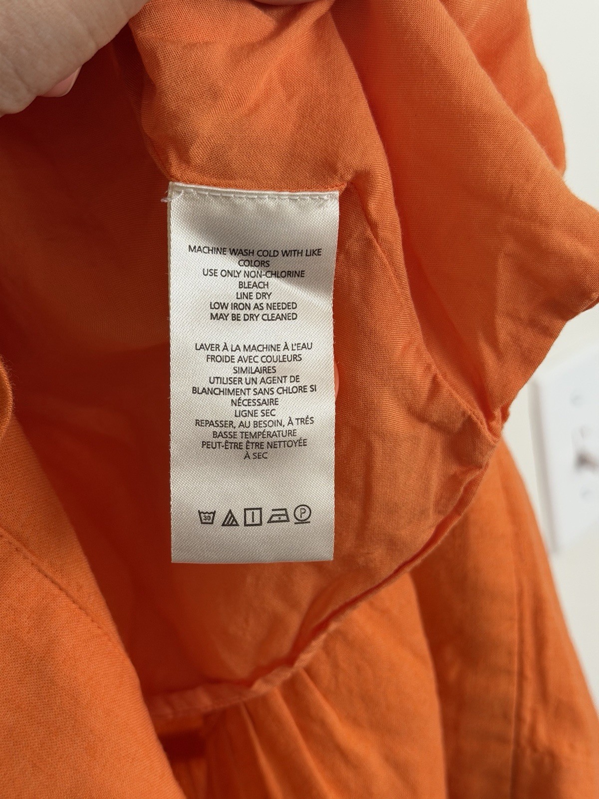 Anthropologie Orange Button Front Puff Sleeve Tiered Dress Size SP Small Petite