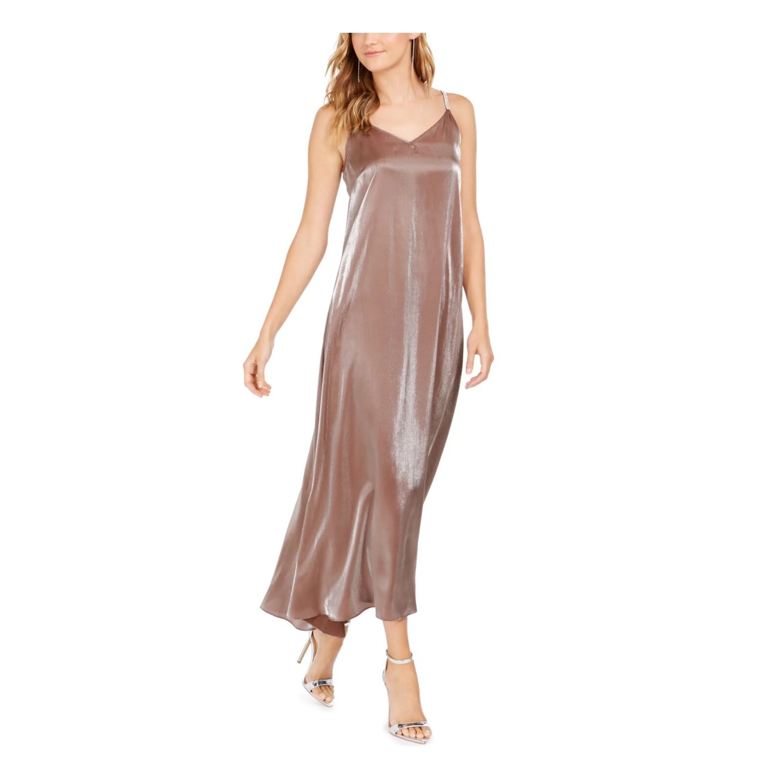 MSK Womens Petite PM Taupe Slip Tank Top Maxi Dress NWT CY66