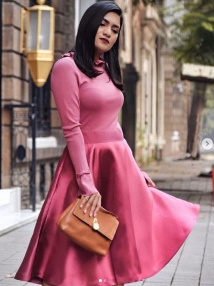 Ted Baker Pink Zadi Knitted Frill Full Skirt Dress size 3/Uk12. Worn Once