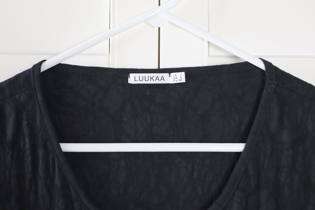 LUUKAA $174 Stretch Textured Boxy Lantern Dolman Sleeve Tunic Dress Size US 8