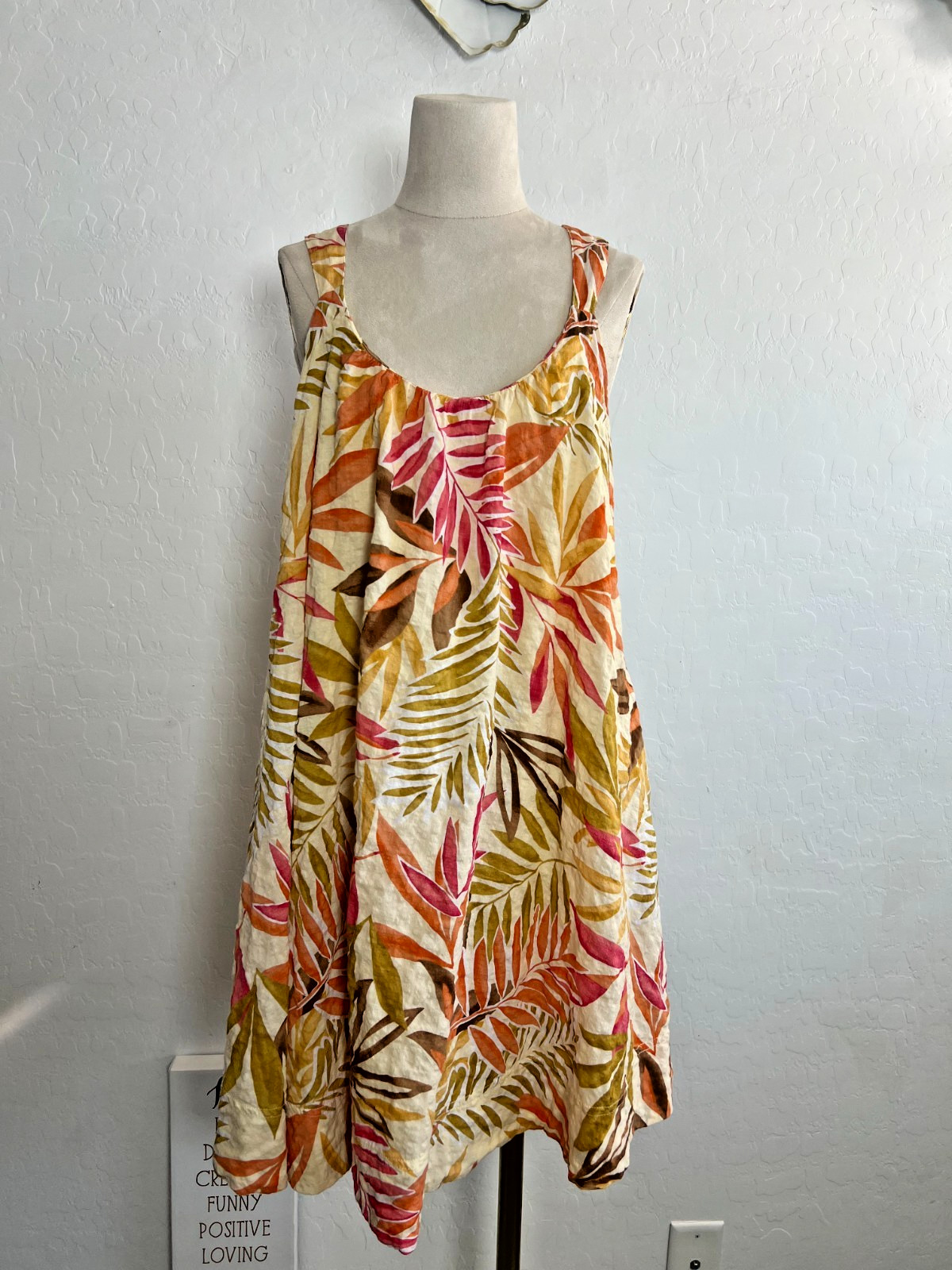 Becool tunic summer midi dress women L tropical floral resort beach cover flowy