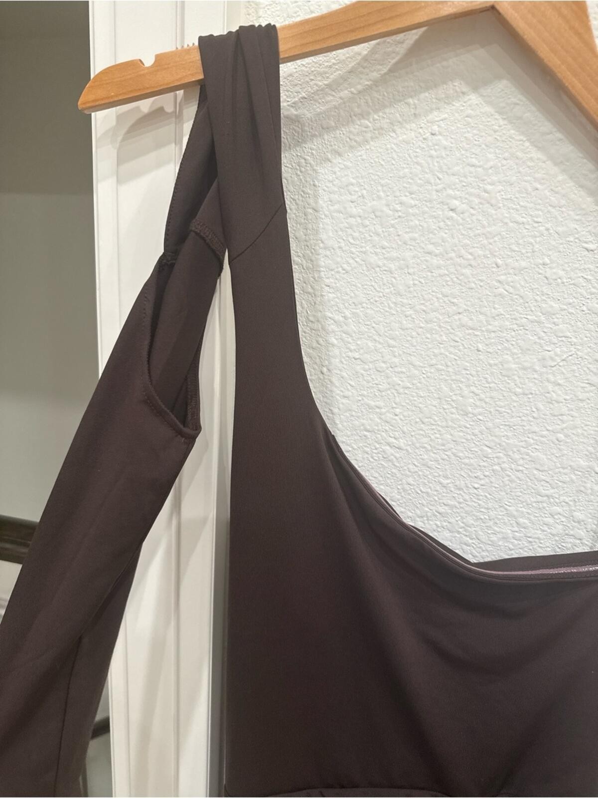 NWT superdown One Shoulder Ruched Maxi Dress Chocolate Brown Slit Gown S