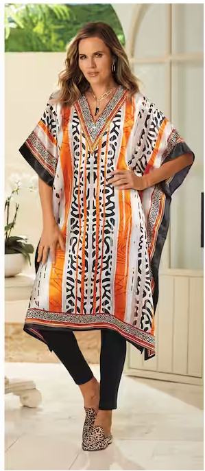 Satin Short Caftan with Side Vents – One Size Fits Most