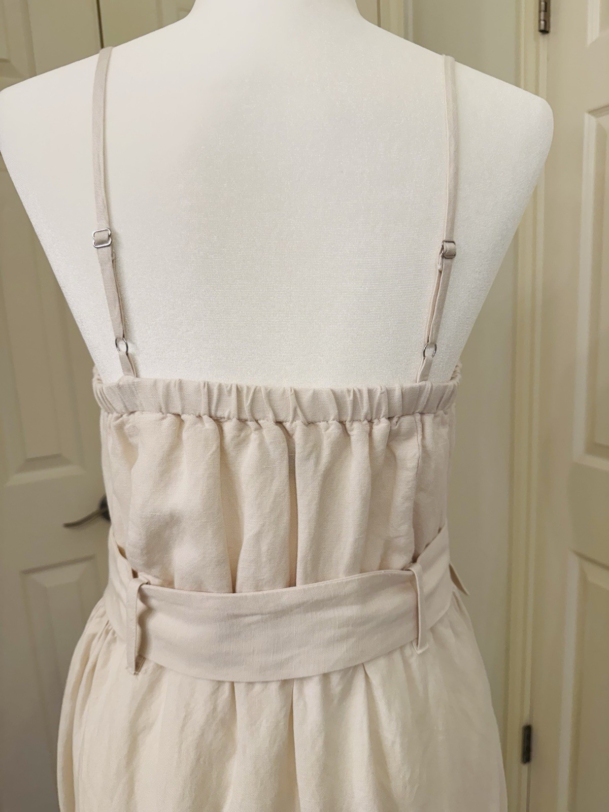 Rails Astrid Dress Stone Linen Rayon Blend Midi Button Front Belted Size Medium