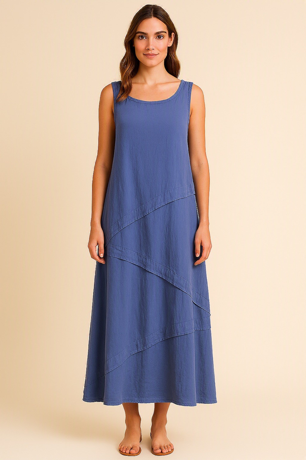 Oh My Gauze Tiered Blue Sleeveless Asymmetric Layered Maxi Dress Size 2 L XL