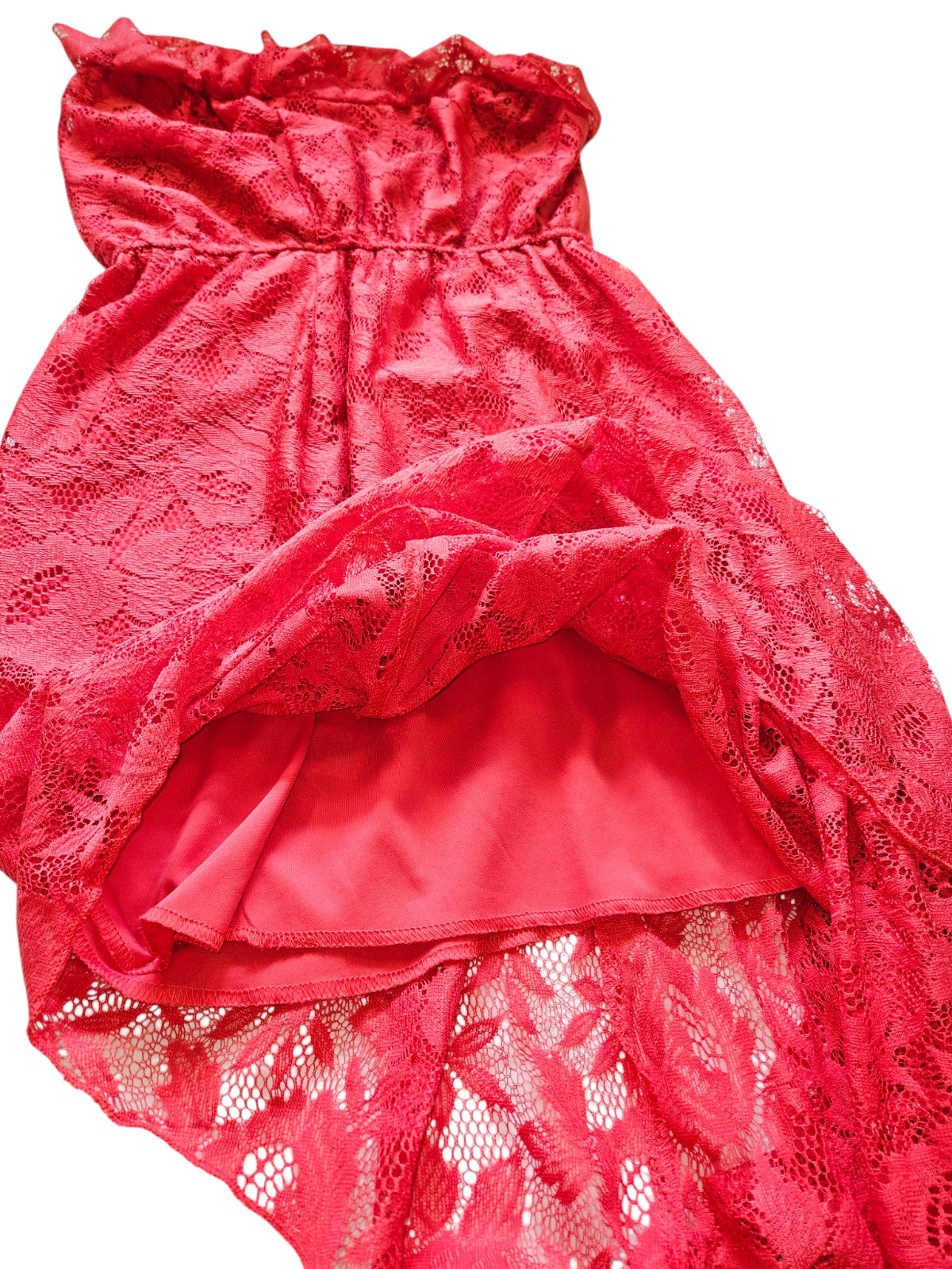 Trixxi Coral Strapless Lace High Lo Dress – Size Medium