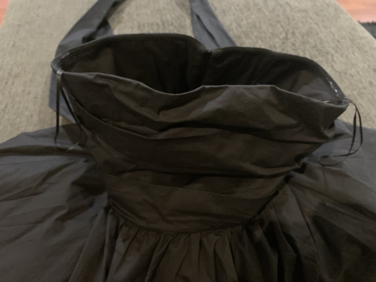 LuFeng Strapless Bow Pleated Mini Dress Black Tulle Lined Size L